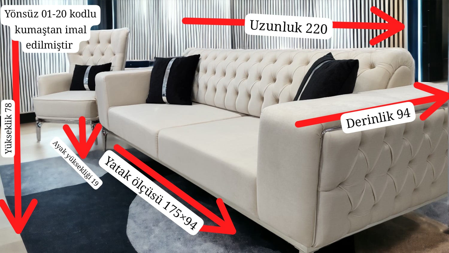 Lidya 3+1 Koltuk Takımı